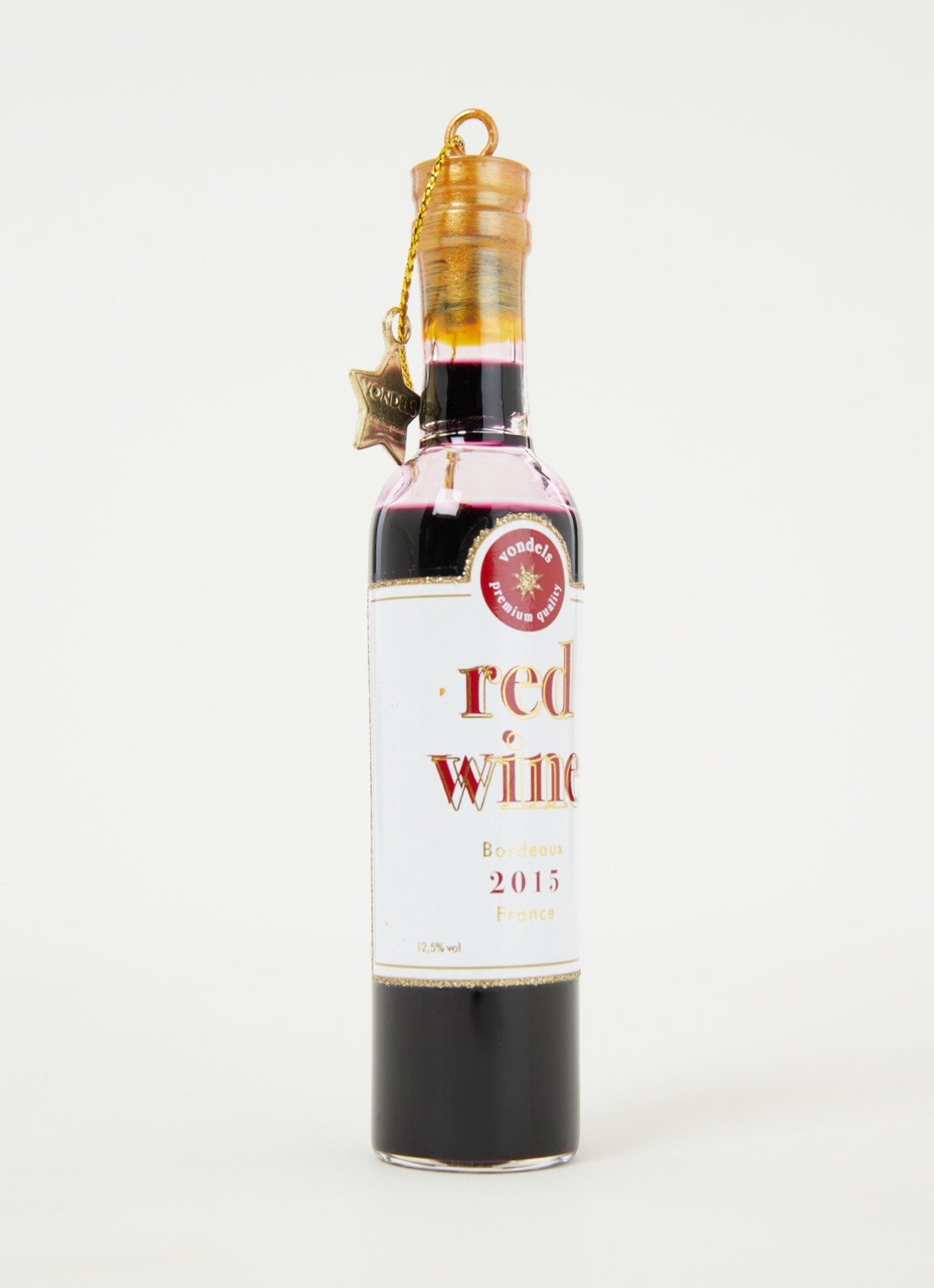 Vondels Red Wine Bottle kersthanger 11 cm - detail 3 aubergine