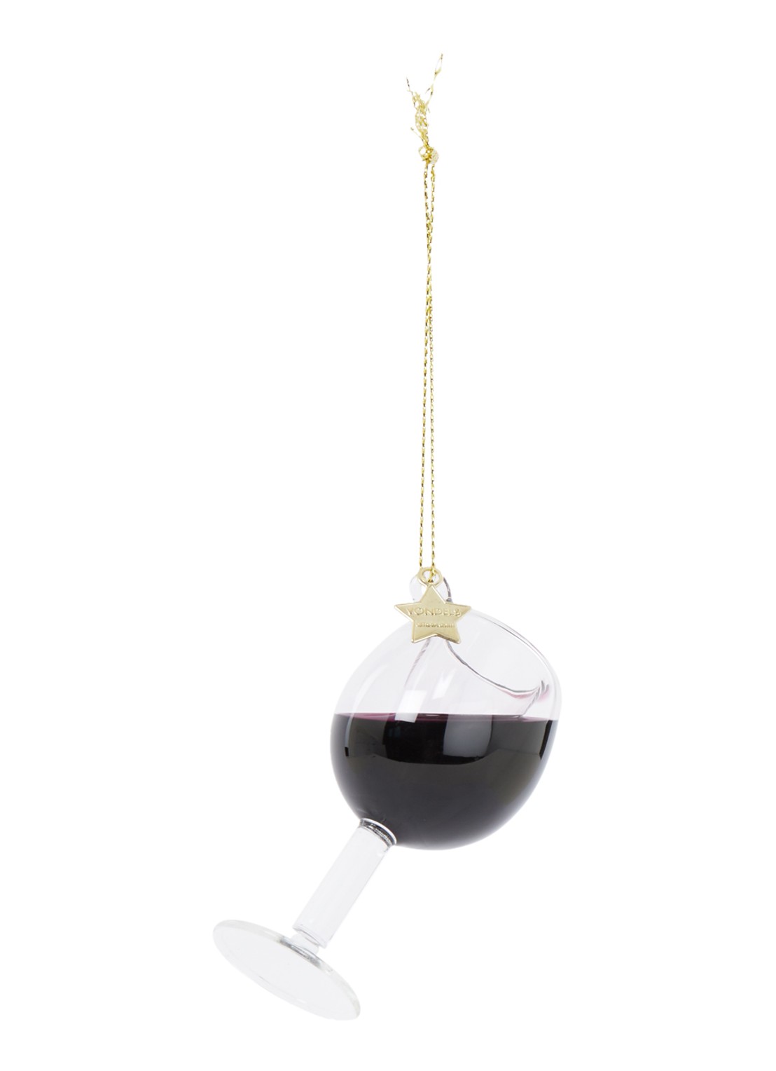 Vondels Red Wine Glass kersthanger 7,5 cm - voorkant 2 bordeauxrood