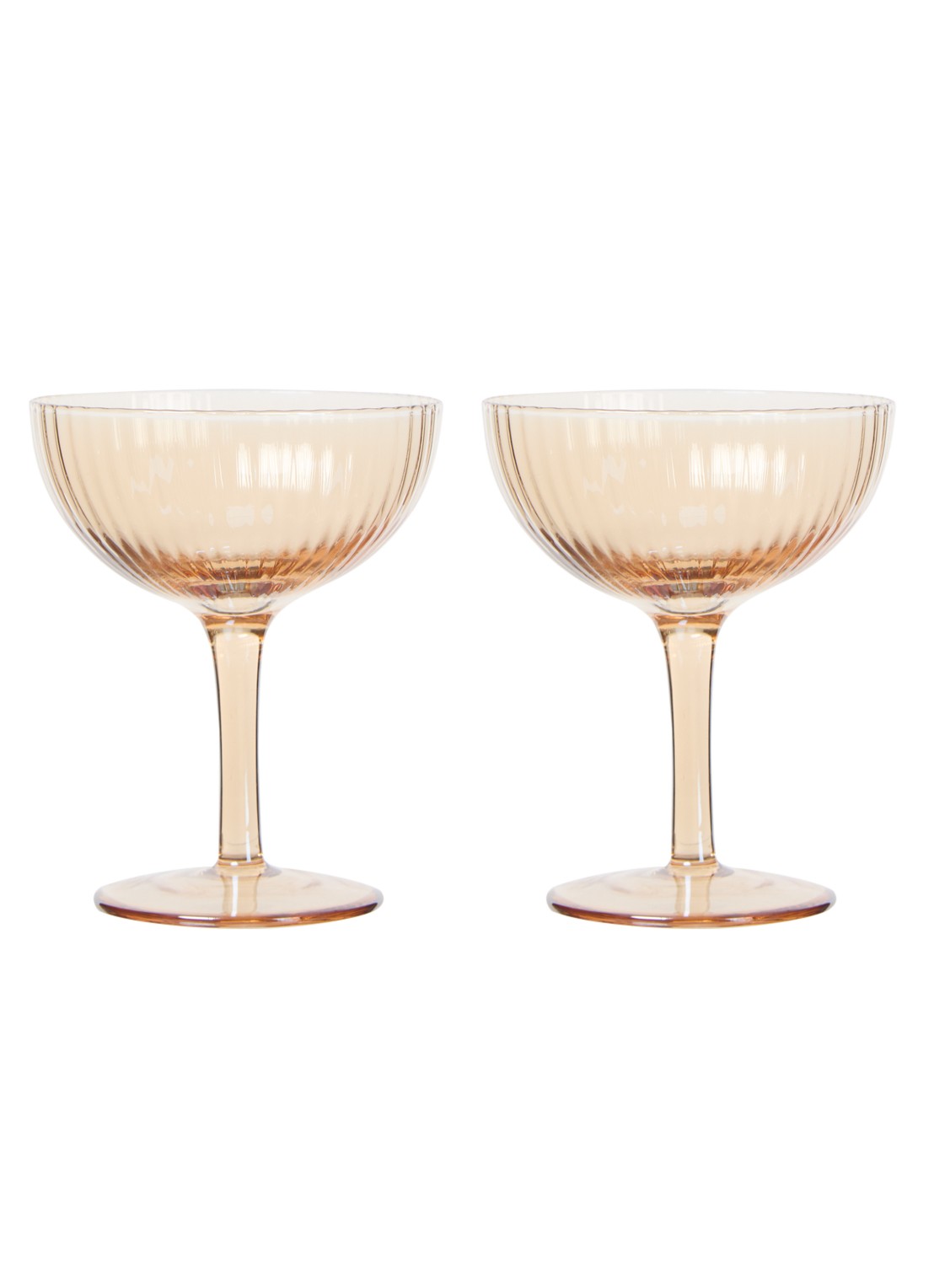 Vondels Ripple Luster champagne glas 15 cl set van 2 - voorkant 2 oranje