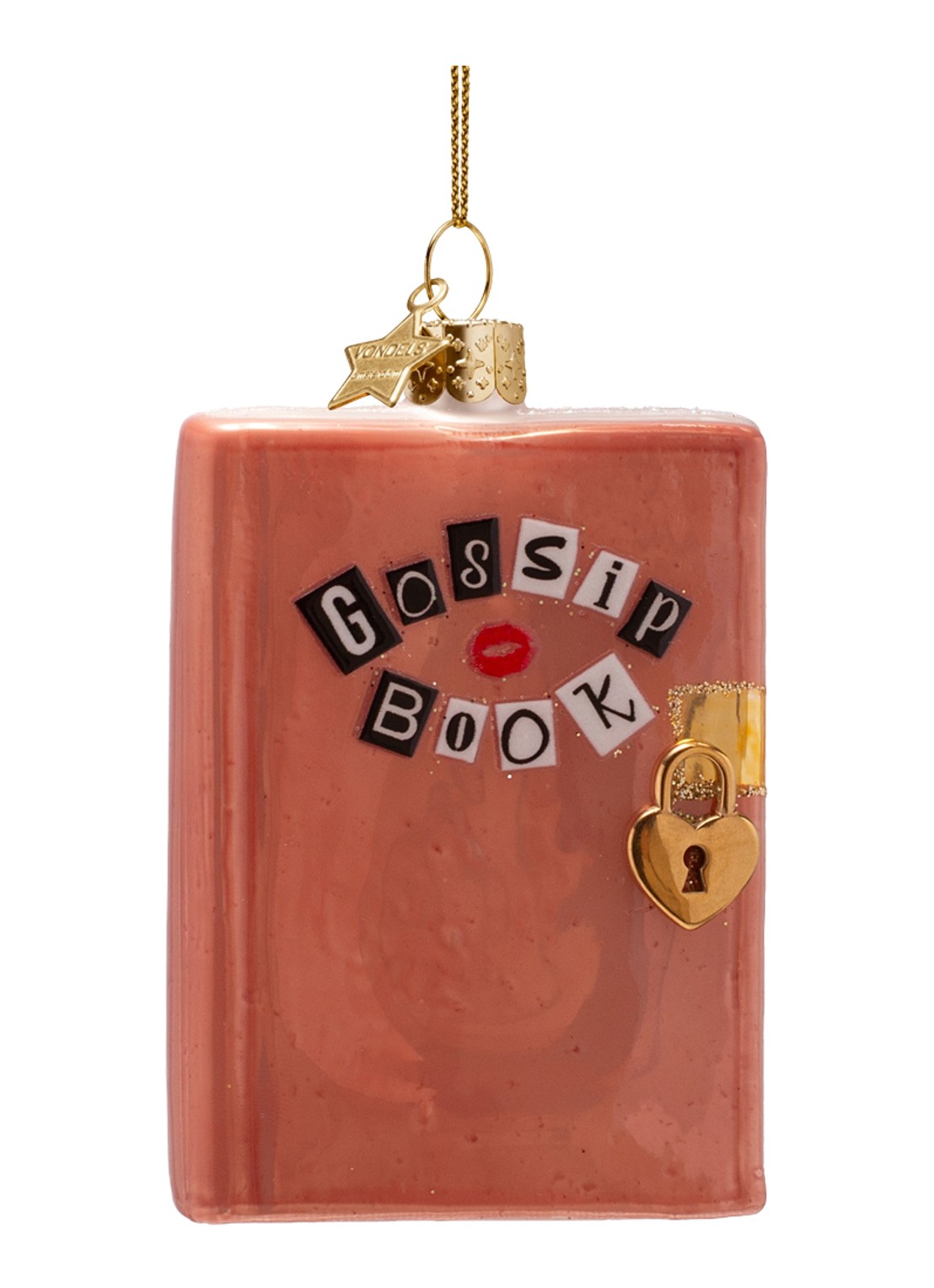 Vondels Roddel Dagboek kersthanger 8,5 cm - voorkant 3 oudroze