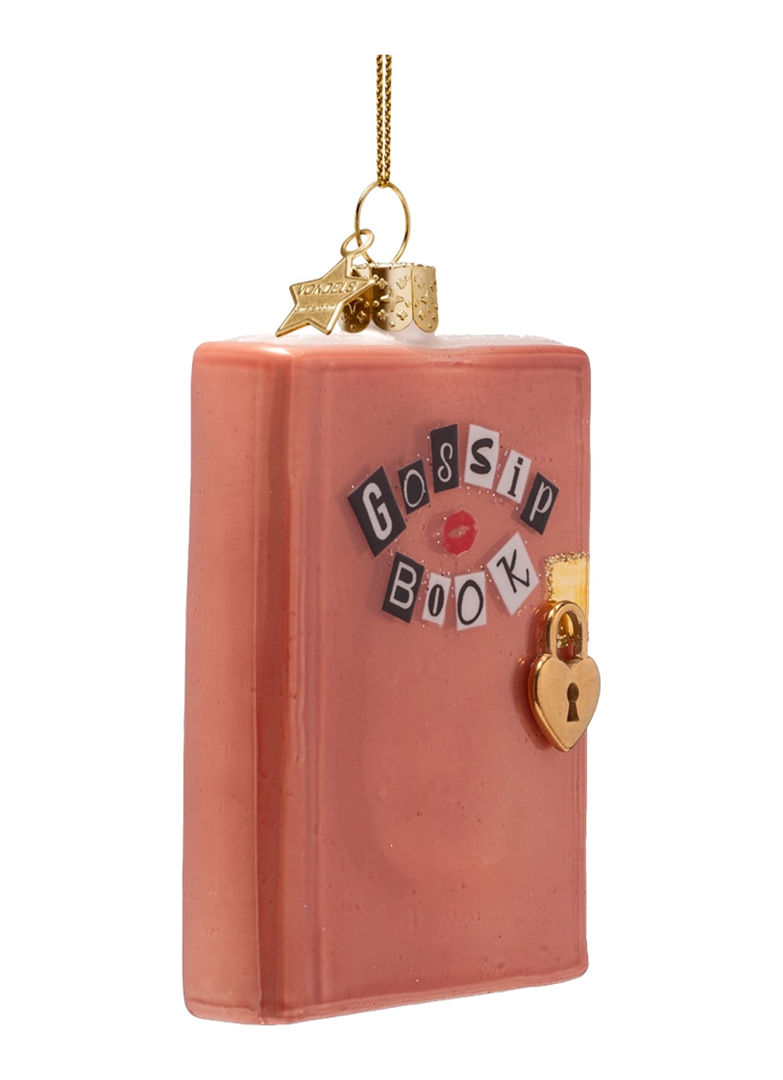 Vondels Roddel Dagboek kersthanger 8,5 cm - voorkant 4 oudroze