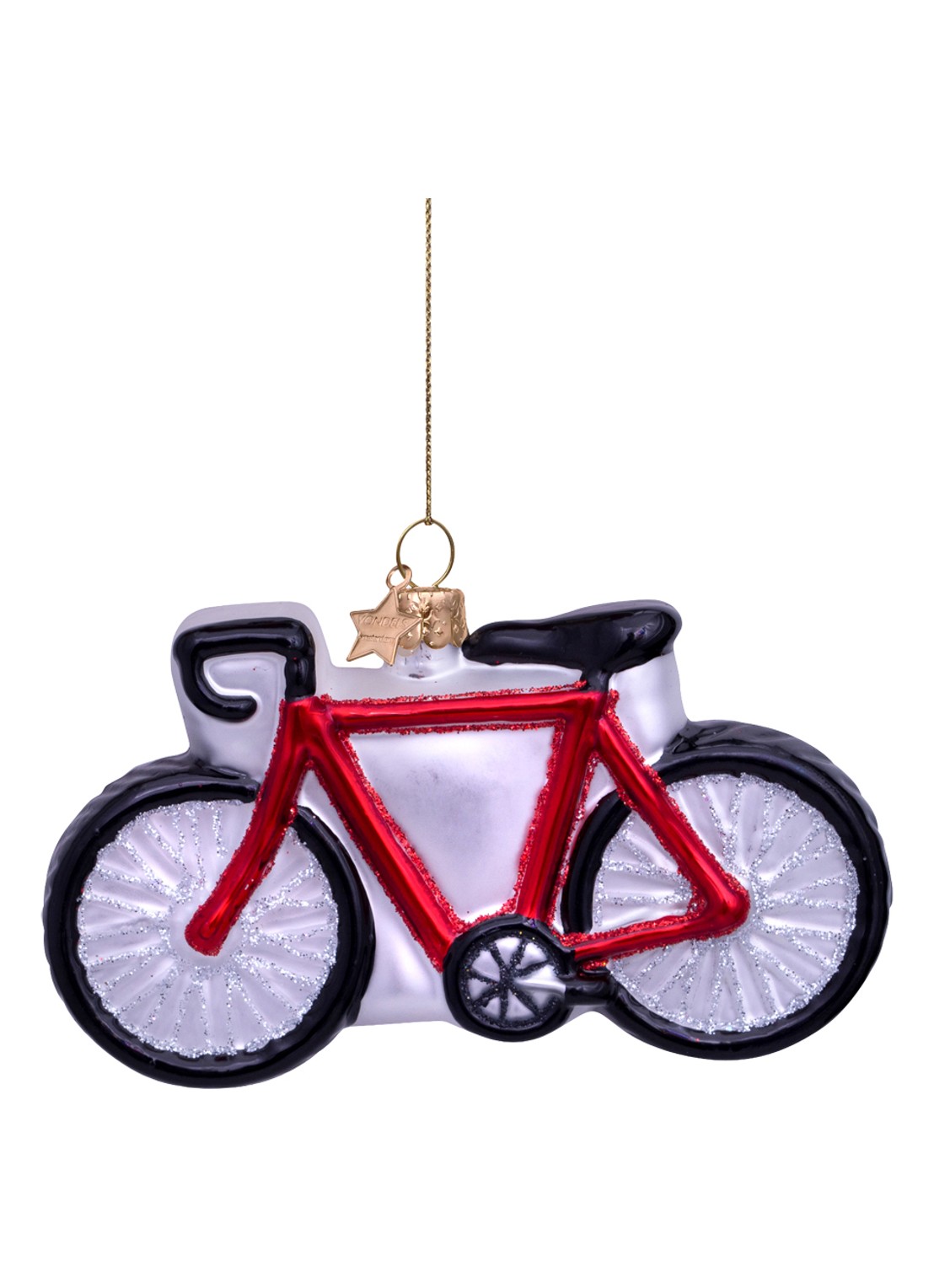 Vondels Rode Racefiets kersthanger 6,5 cm - achterkant 2 rood
