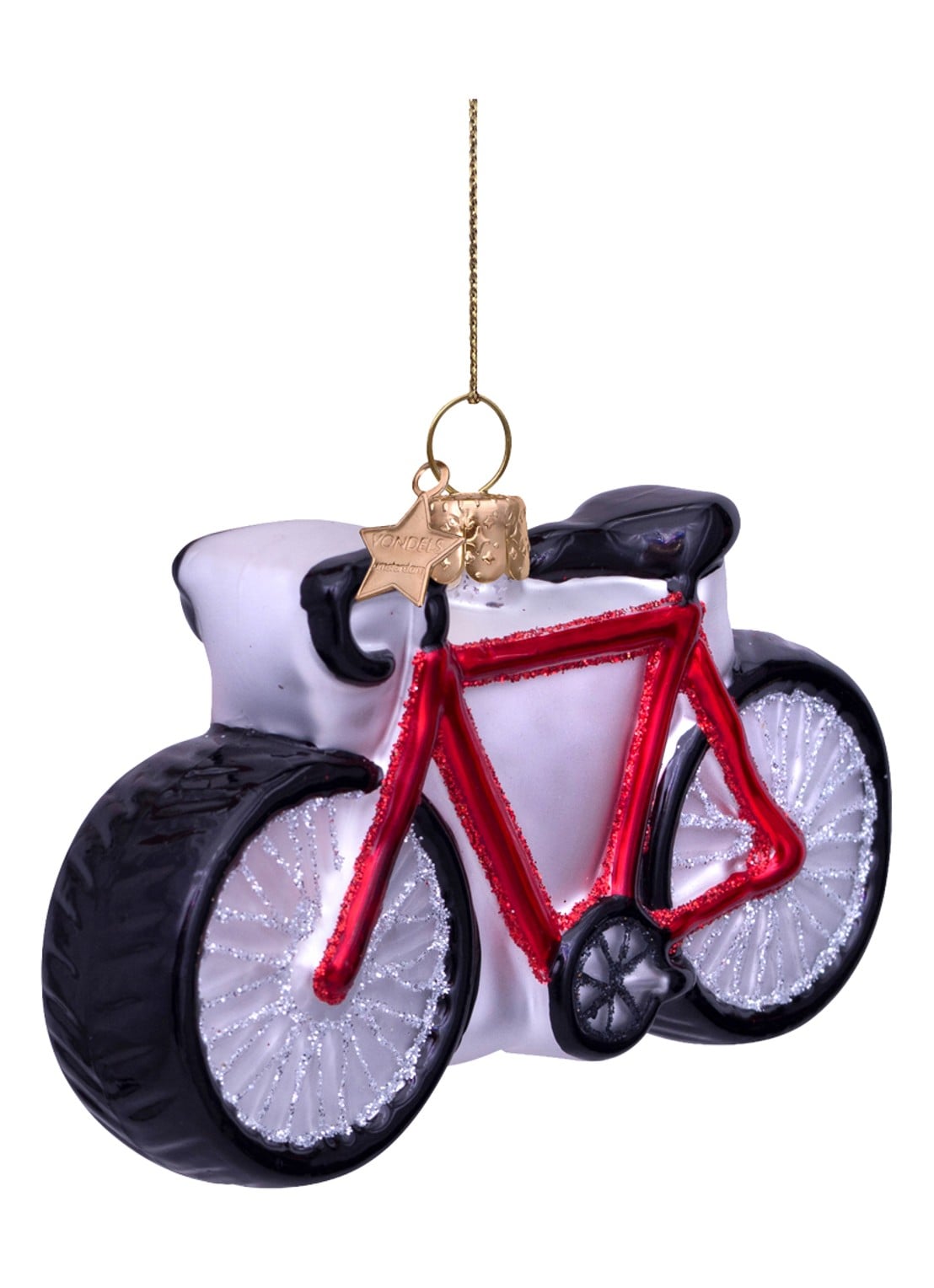 Vondels Rode Racefiets kersthanger 6,5 cm - detail rood