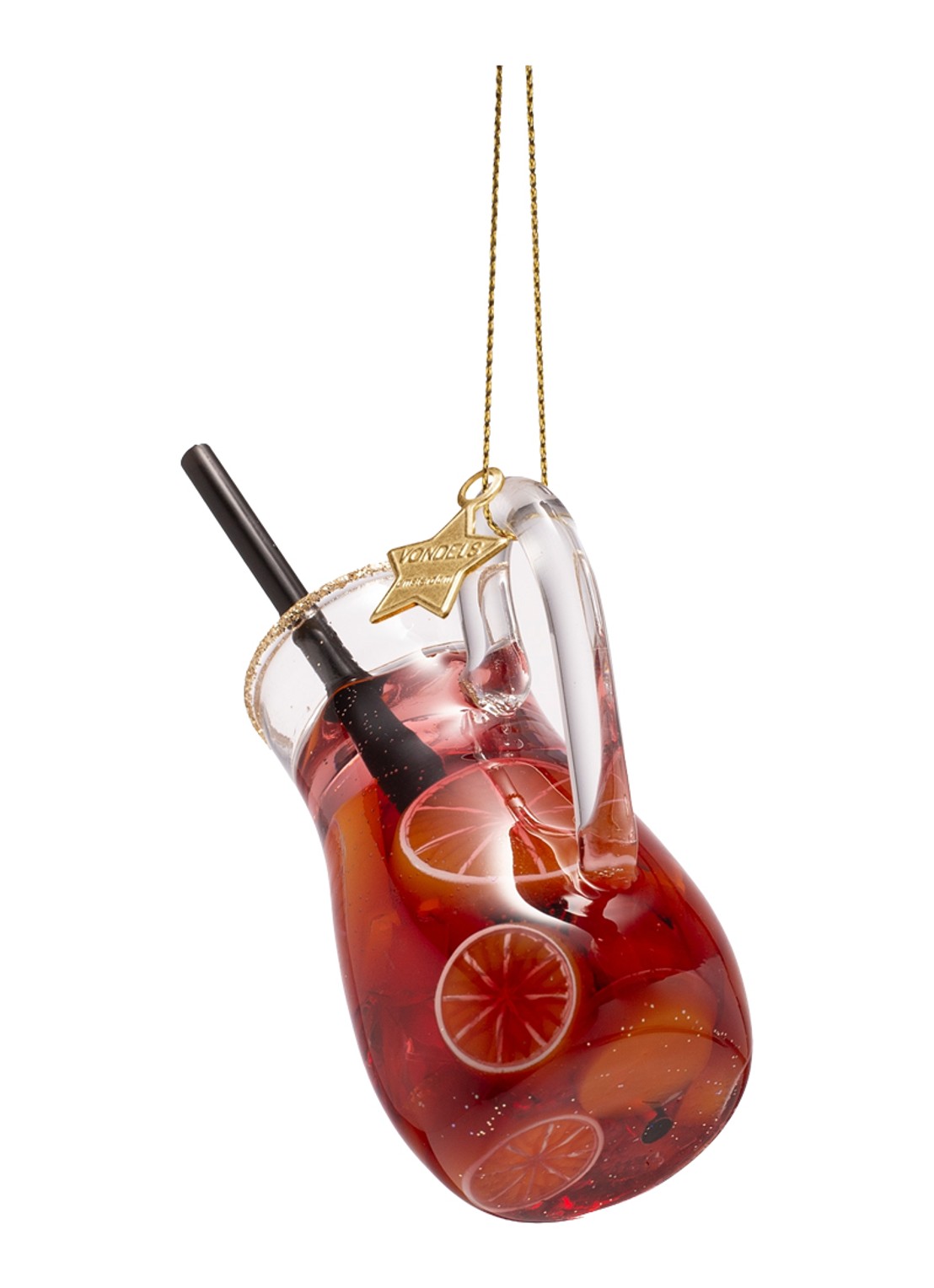 Vondels Rode Sangria kersthanger 9 cm - achterkant 3 rood
