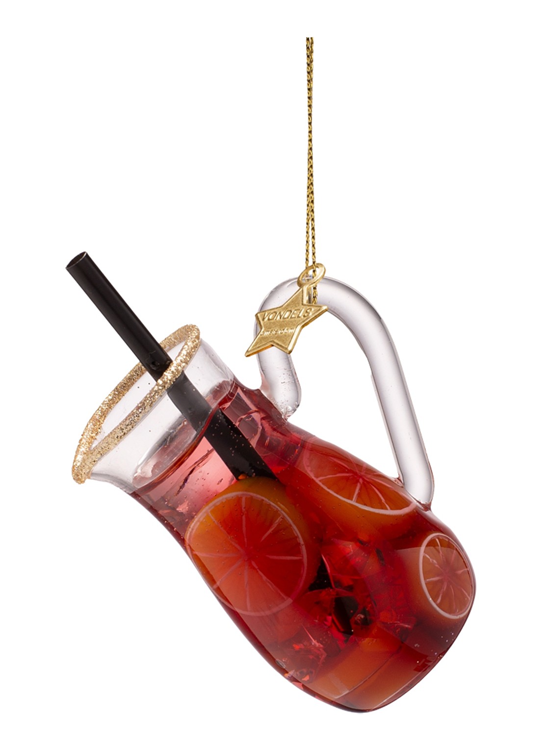 Vondels Rode Sangria kersthanger 9 cm - detail 4 rood