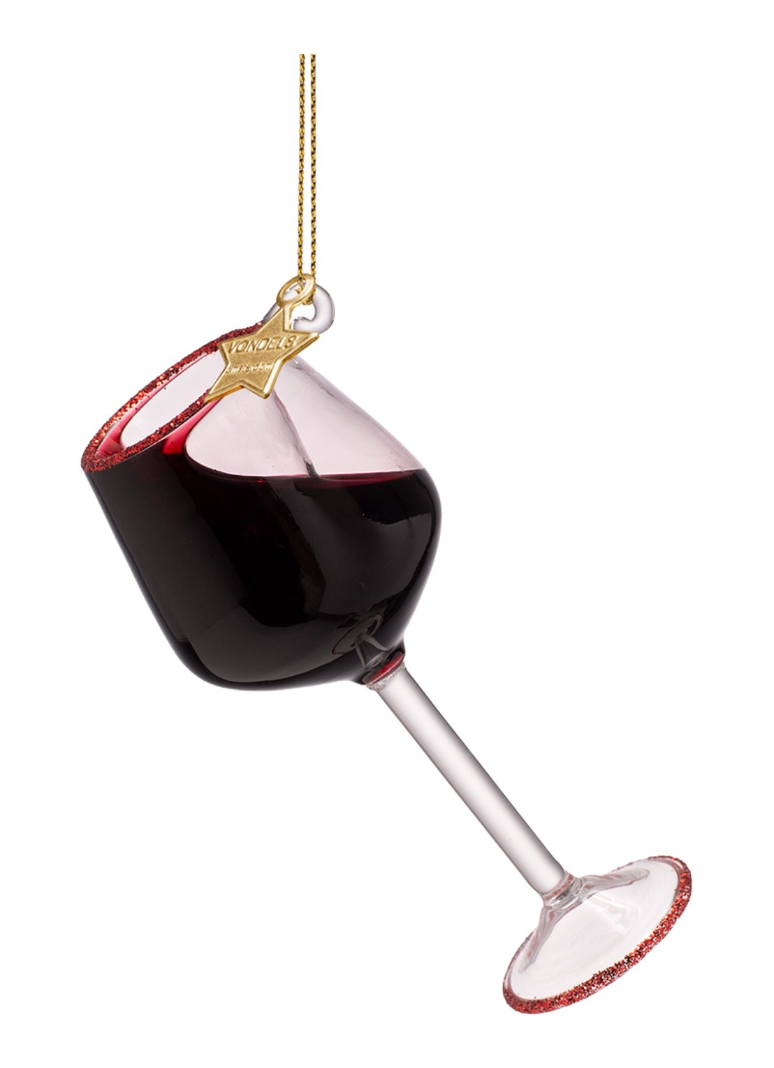 Vondels Rode Wijn kersthanger 10 cm - achterkant 2 bordeauxrood