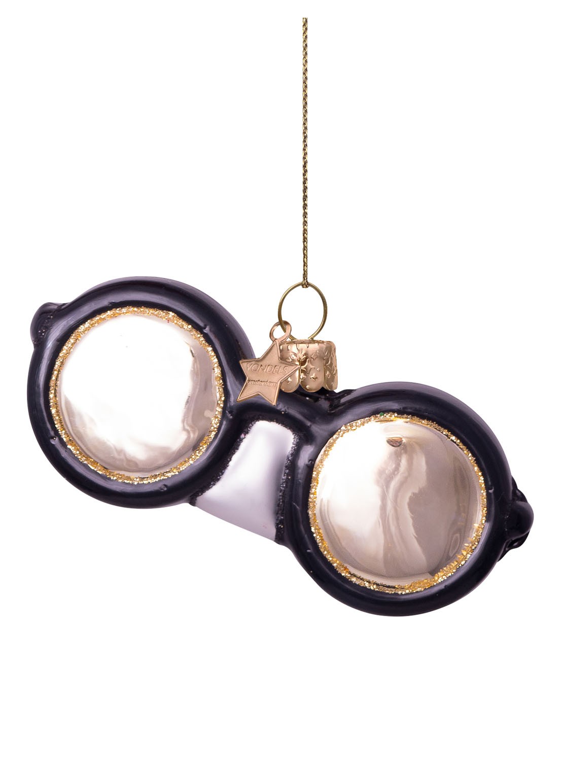 Vondels Ronde Glazen kersthanger 4,5 cm - voorkant multicolor