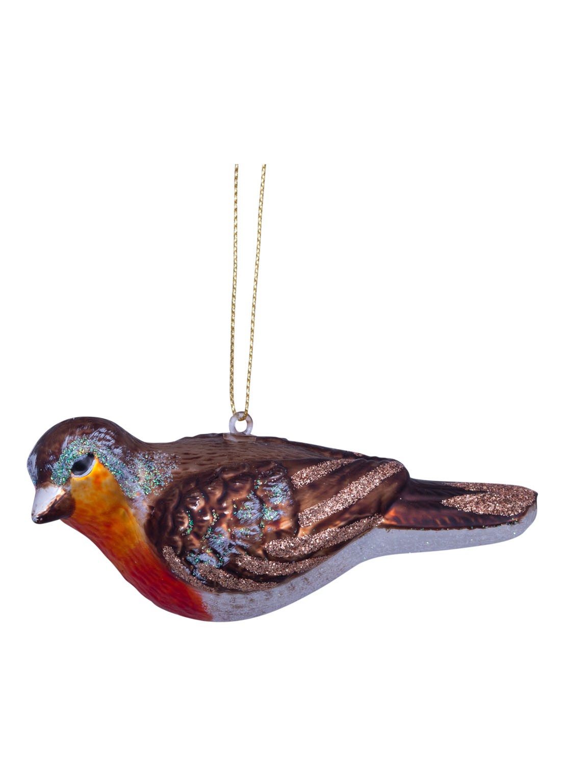 Vondels Roodborstje Vogel kersthanger 4,5 cm - detail multicolor