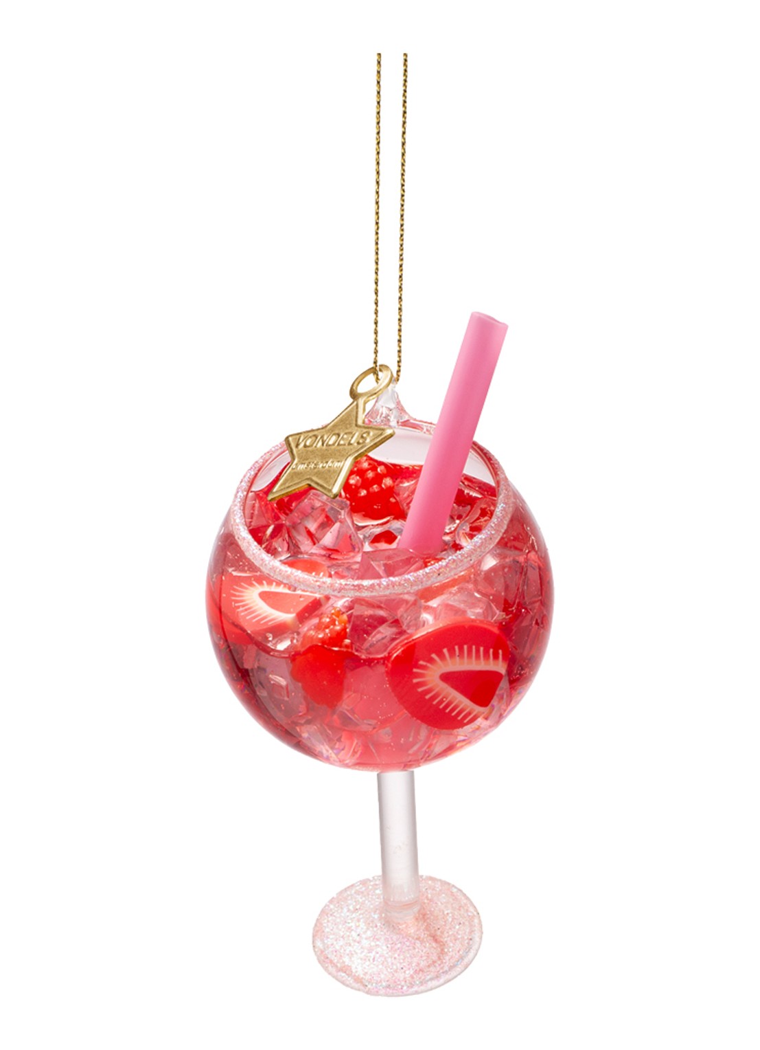 Vondels Roze Gin Tonic kersthanger 11,5 cm - detail 3 roze