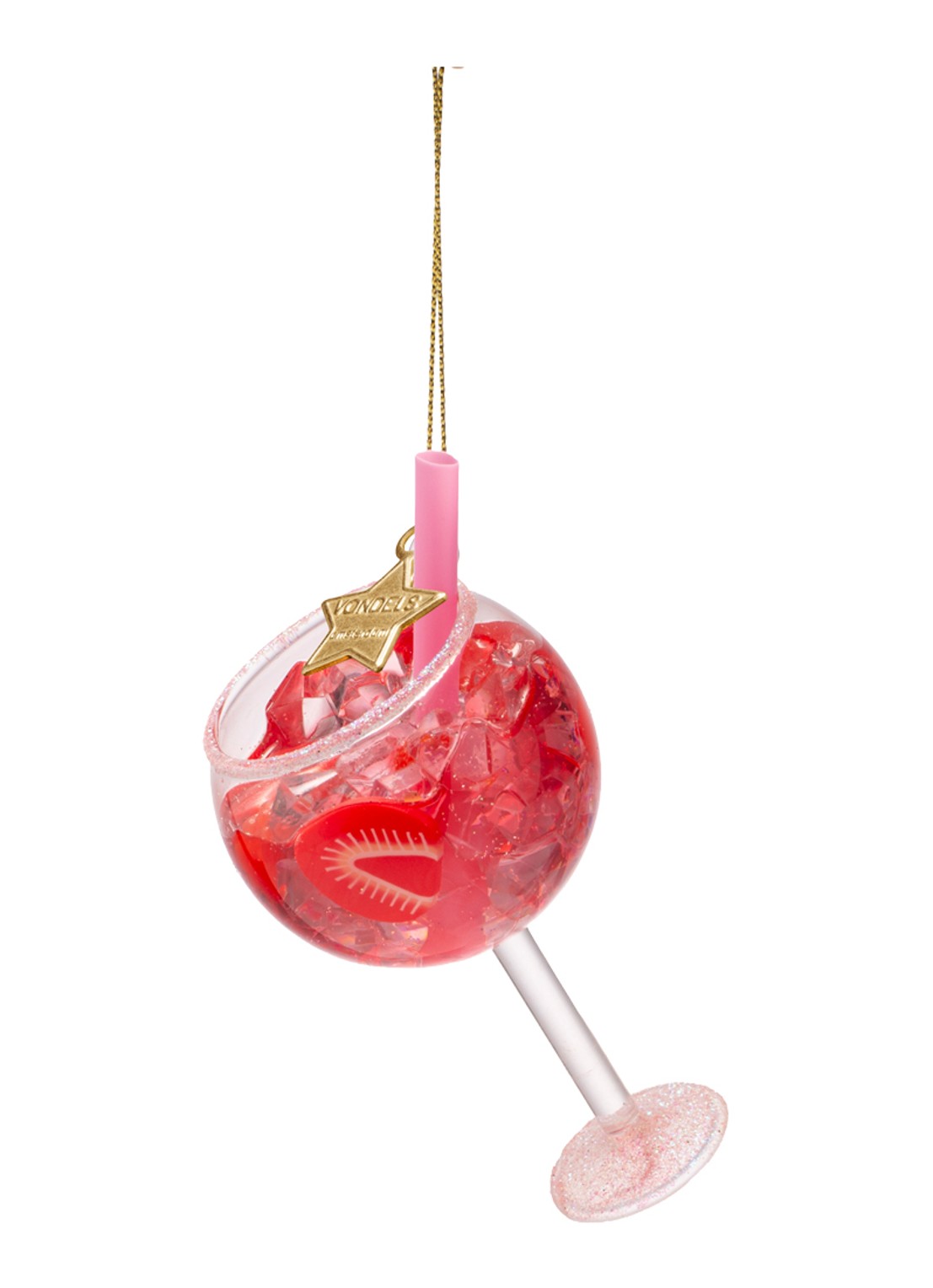 Vondels Roze Gin Tonic kersthanger 11,5 cm - detail 4 roze
