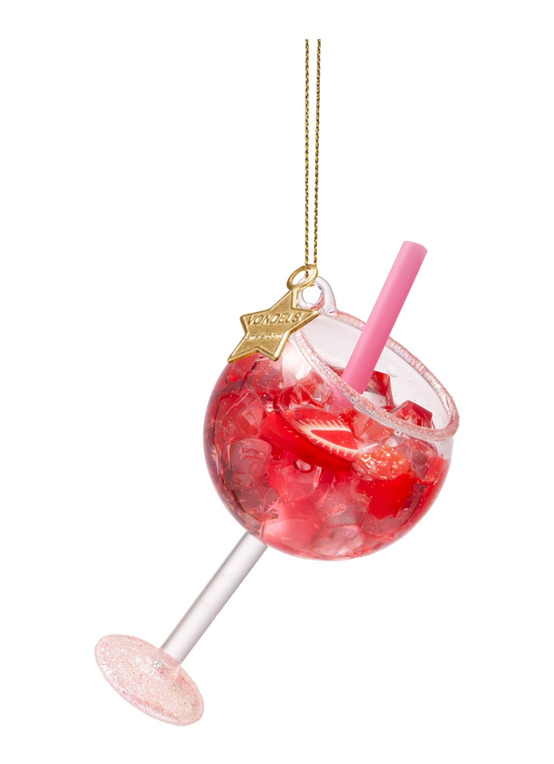 Vondels Roze Gin Tonic kersthanger 11,5 cm - voorkant roze