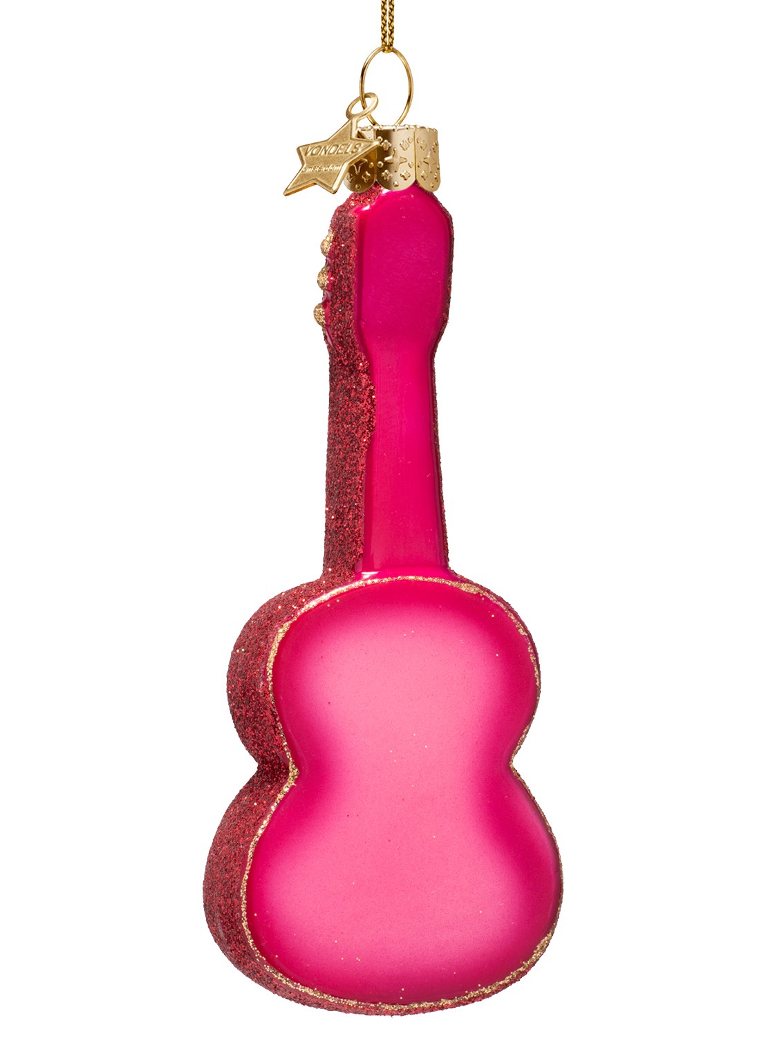 Vondels Roze Gitaar kersthanger 13 cm - achterkant roze