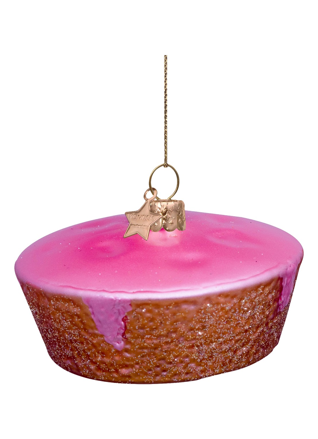 Vondels Roze Koek kersthanger 4,5 cm - voorkant roze
