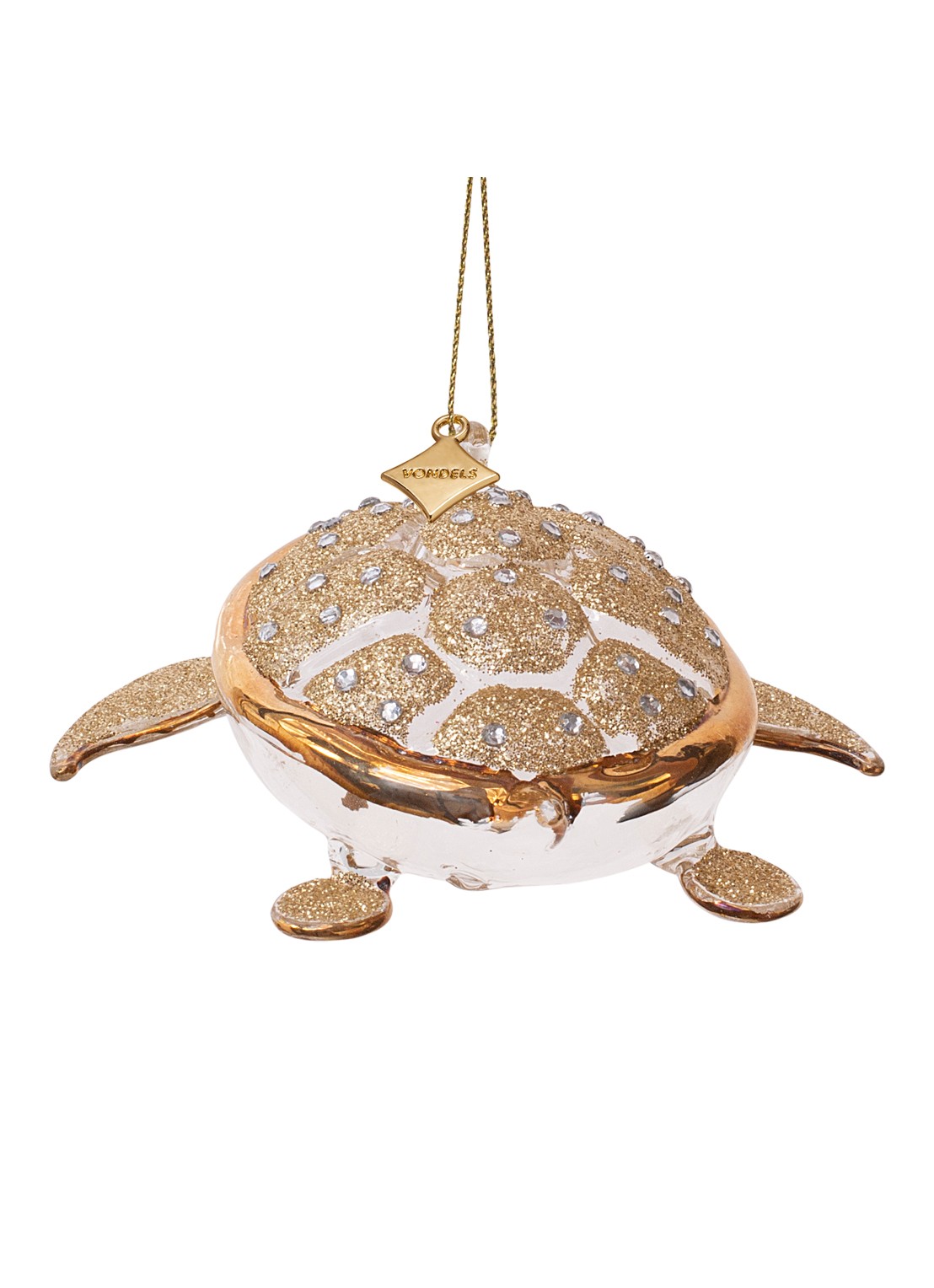 Vondels Schildpad kersthanger 4 cm - achterkant goud