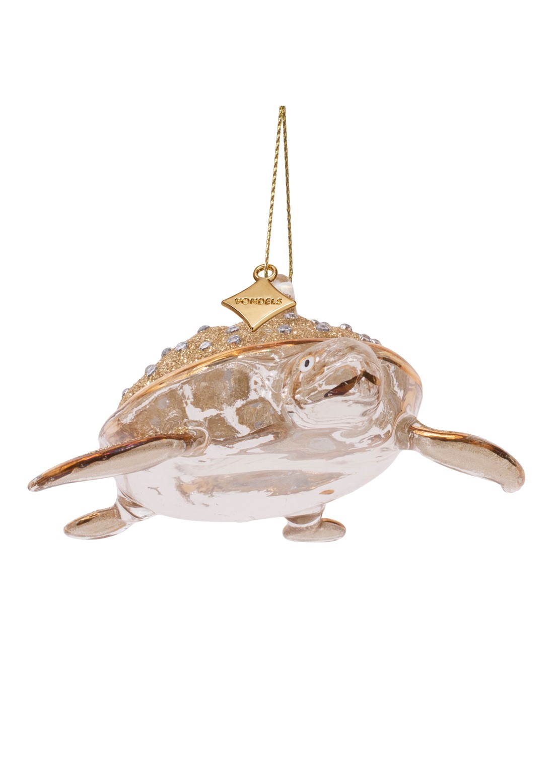 Vondels Schildpad kersthanger 4 cm - voorkant 3 goud