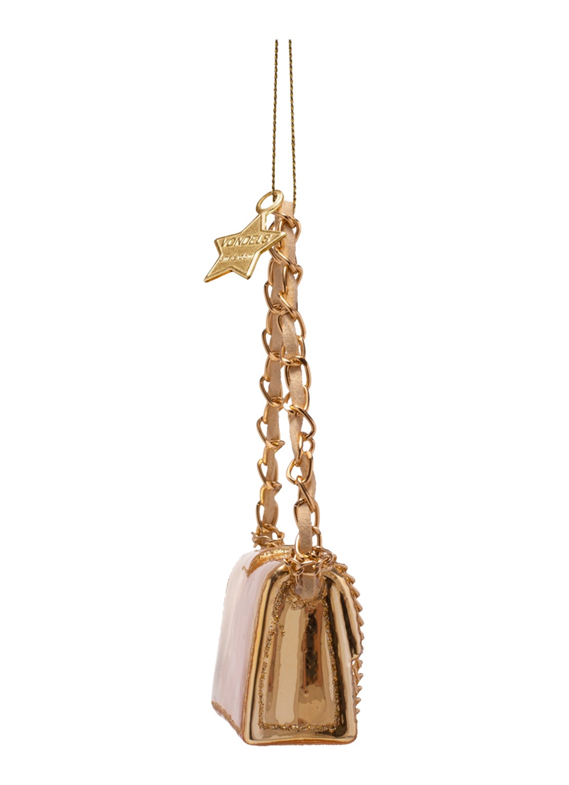 Vondels Schoudertas kersthanger 5 cm - detail 2 goud