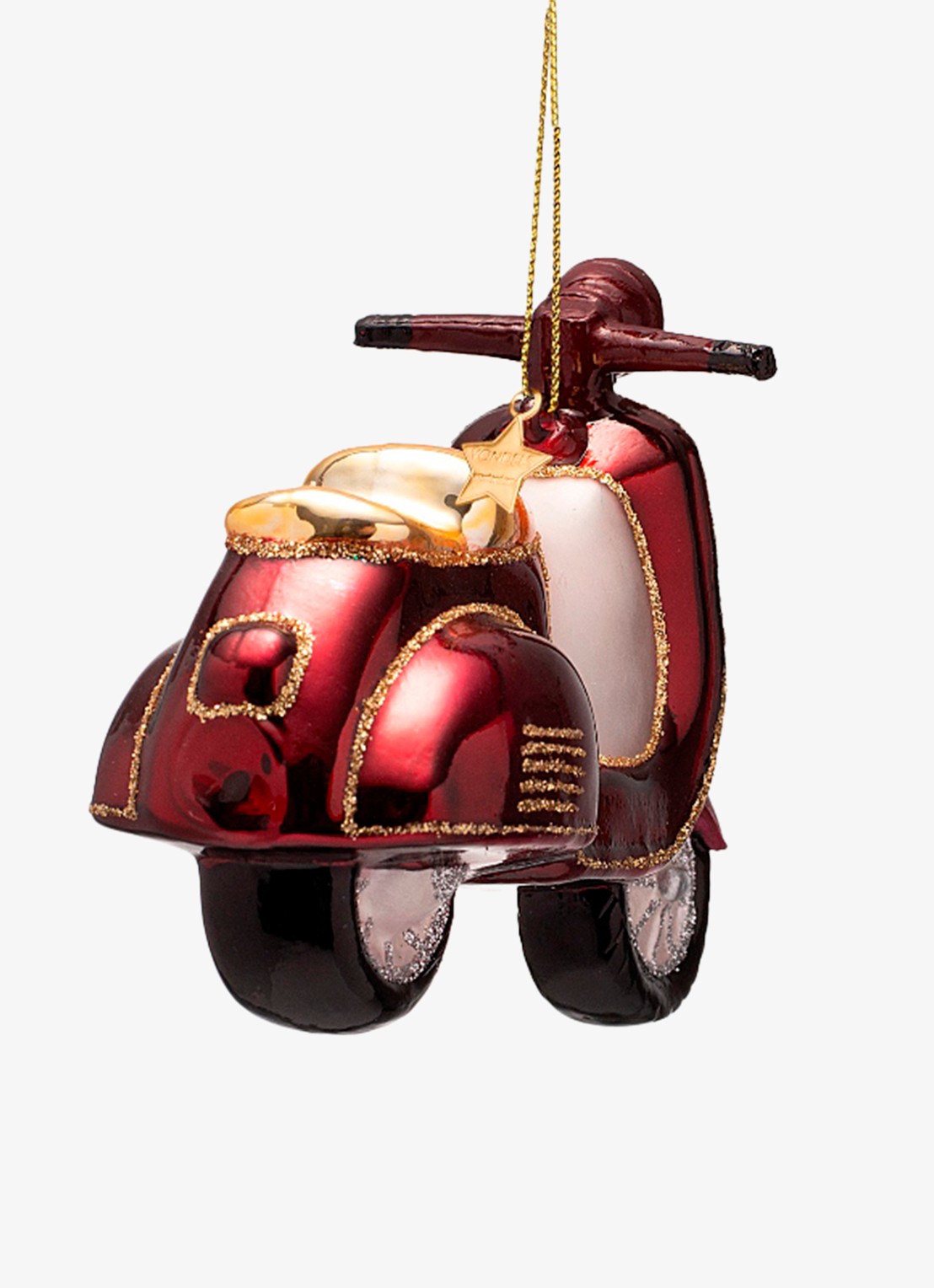 Vondels Scooter kersthanger 9,5 cm - achterkant 2 rood