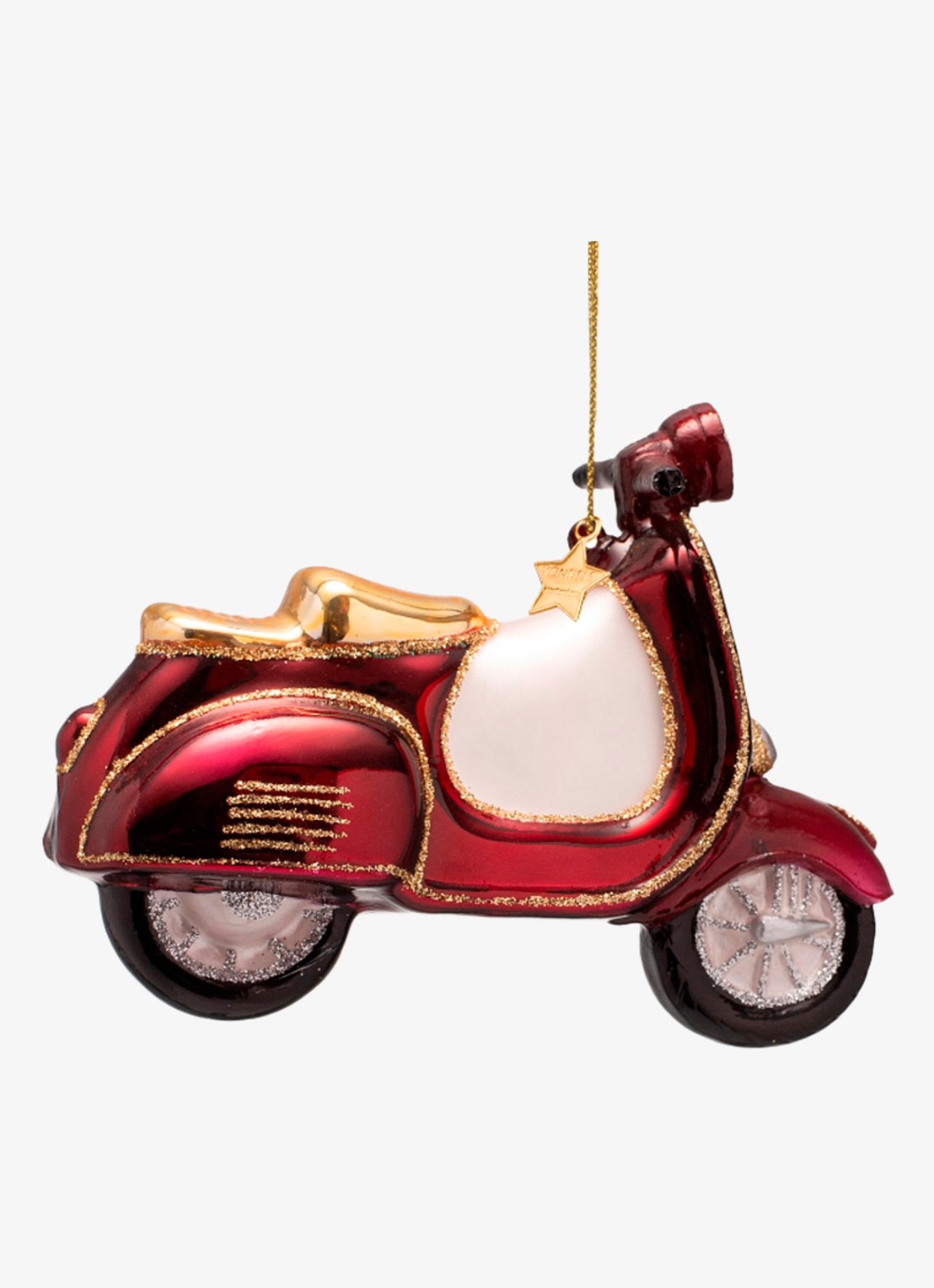 Vondels Scooter kersthanger 9,5 cm - voorkant rood