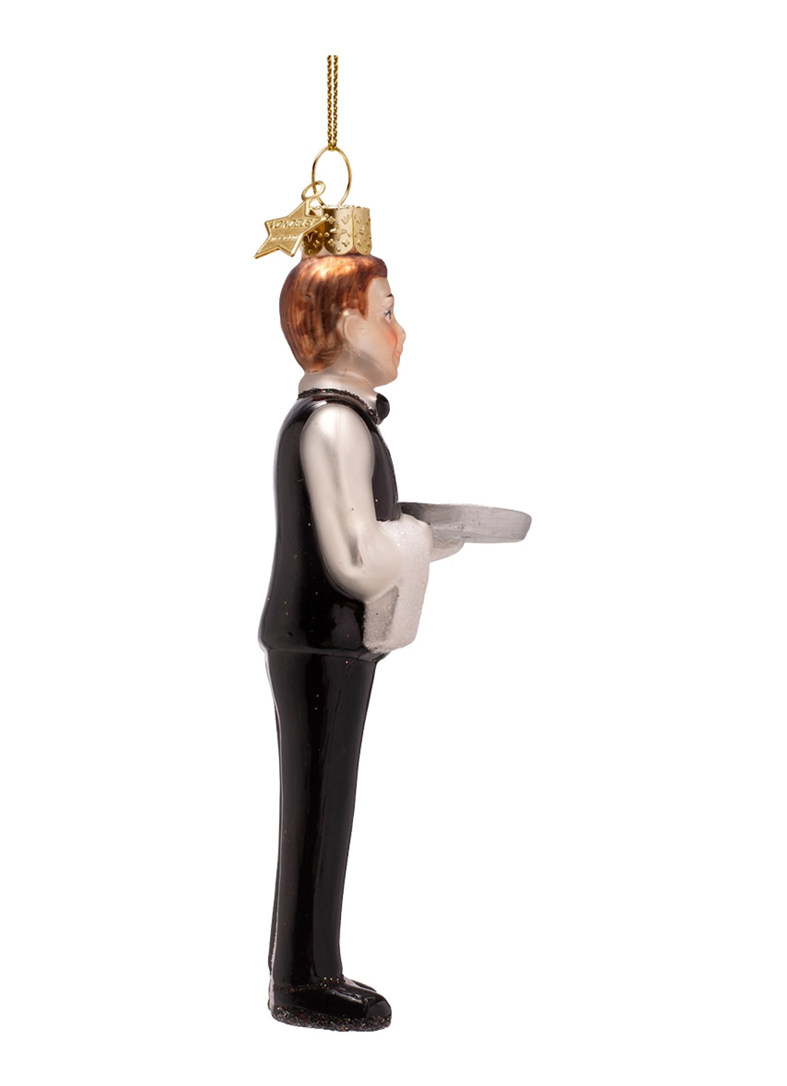Vondels Serveerster met cocktail kersthanger 13 cm - detail zwart