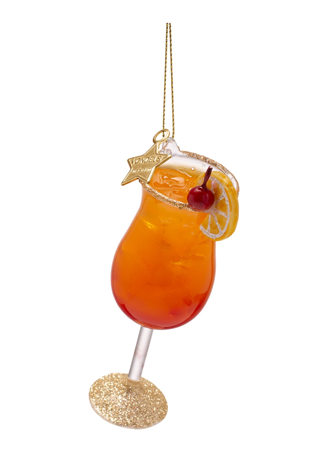 Vondels Sex on the Beach Cocktail kersthanger 10,5 cm - detail oranje