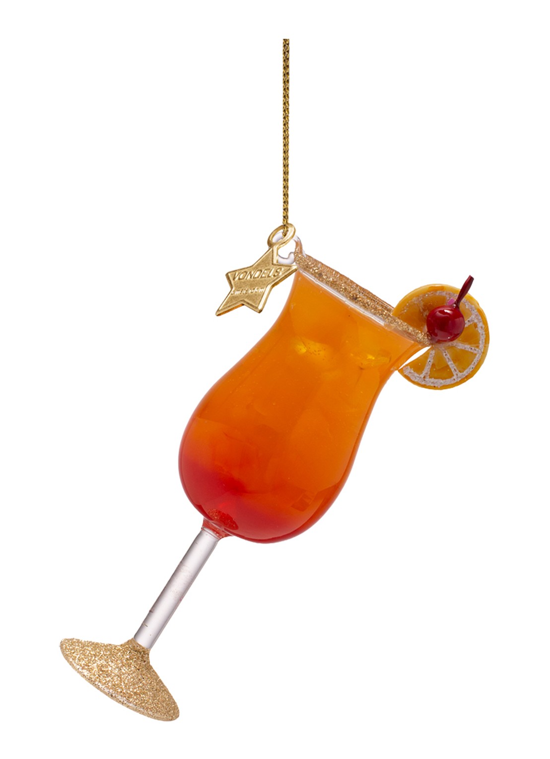 Vondels Sex on the Beach Cocktail kersthanger 10,5 cm - voorkant 4 oranje