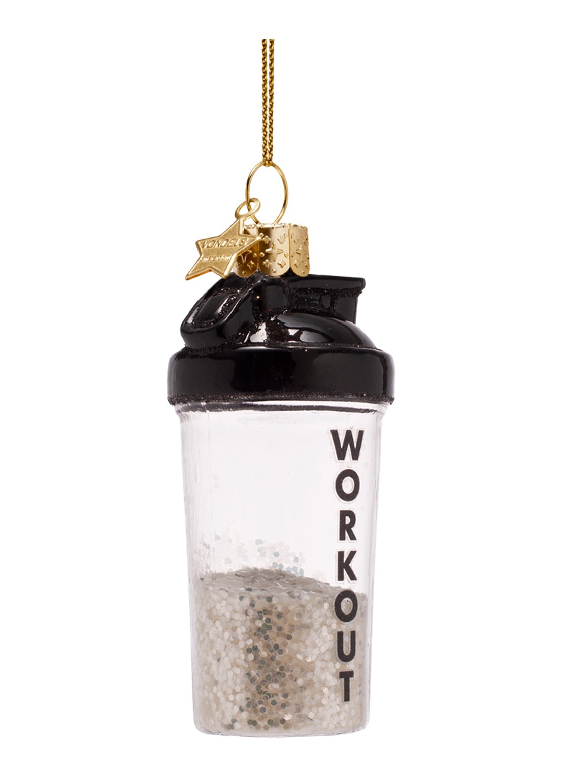 Vondels Shaker Sportfles kersthanger 9,5 cm - voorkant 2 creme