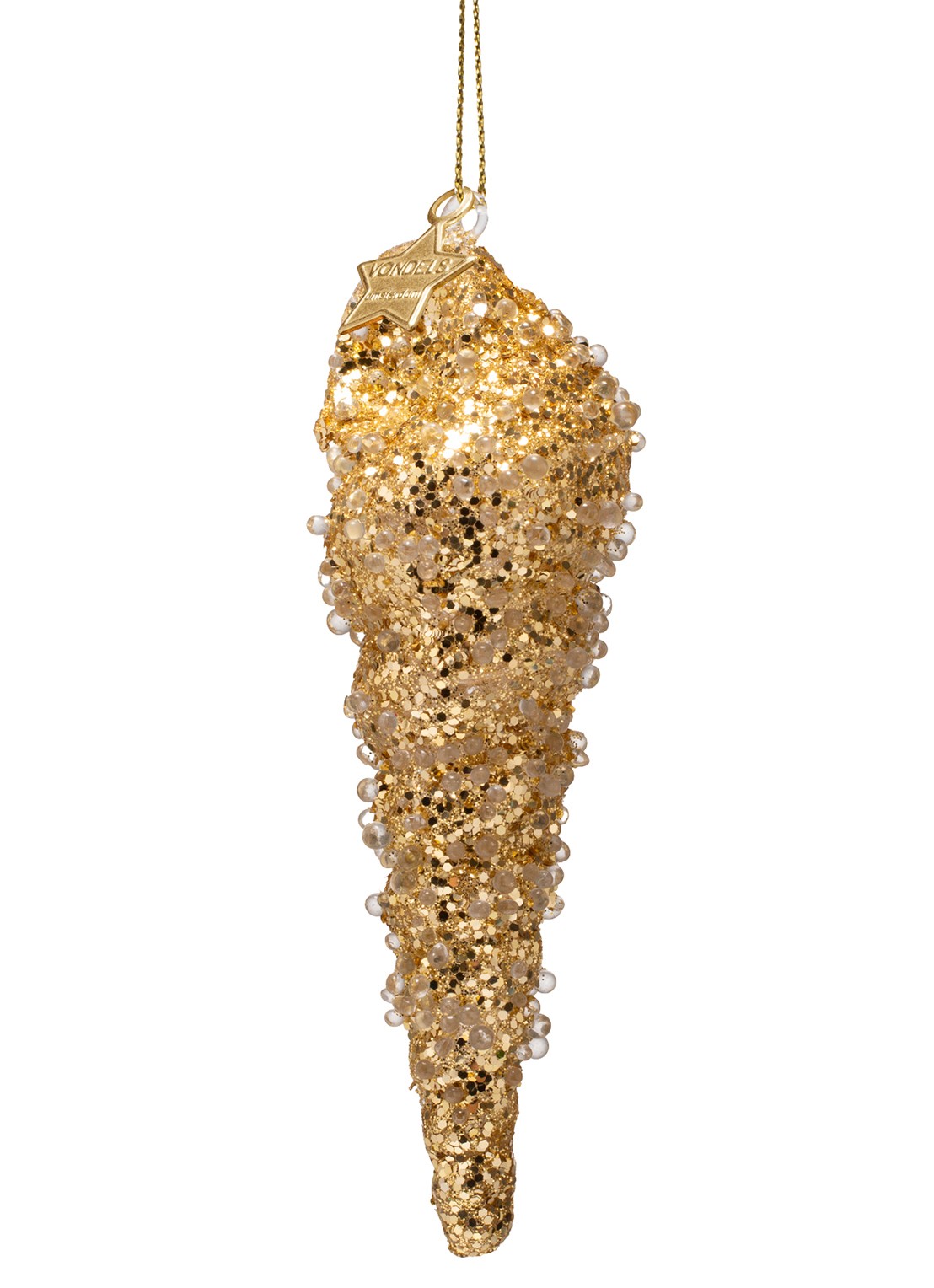Vondels Shell met caviaar kersthanger 12,5 cm - achterkant 3 goud