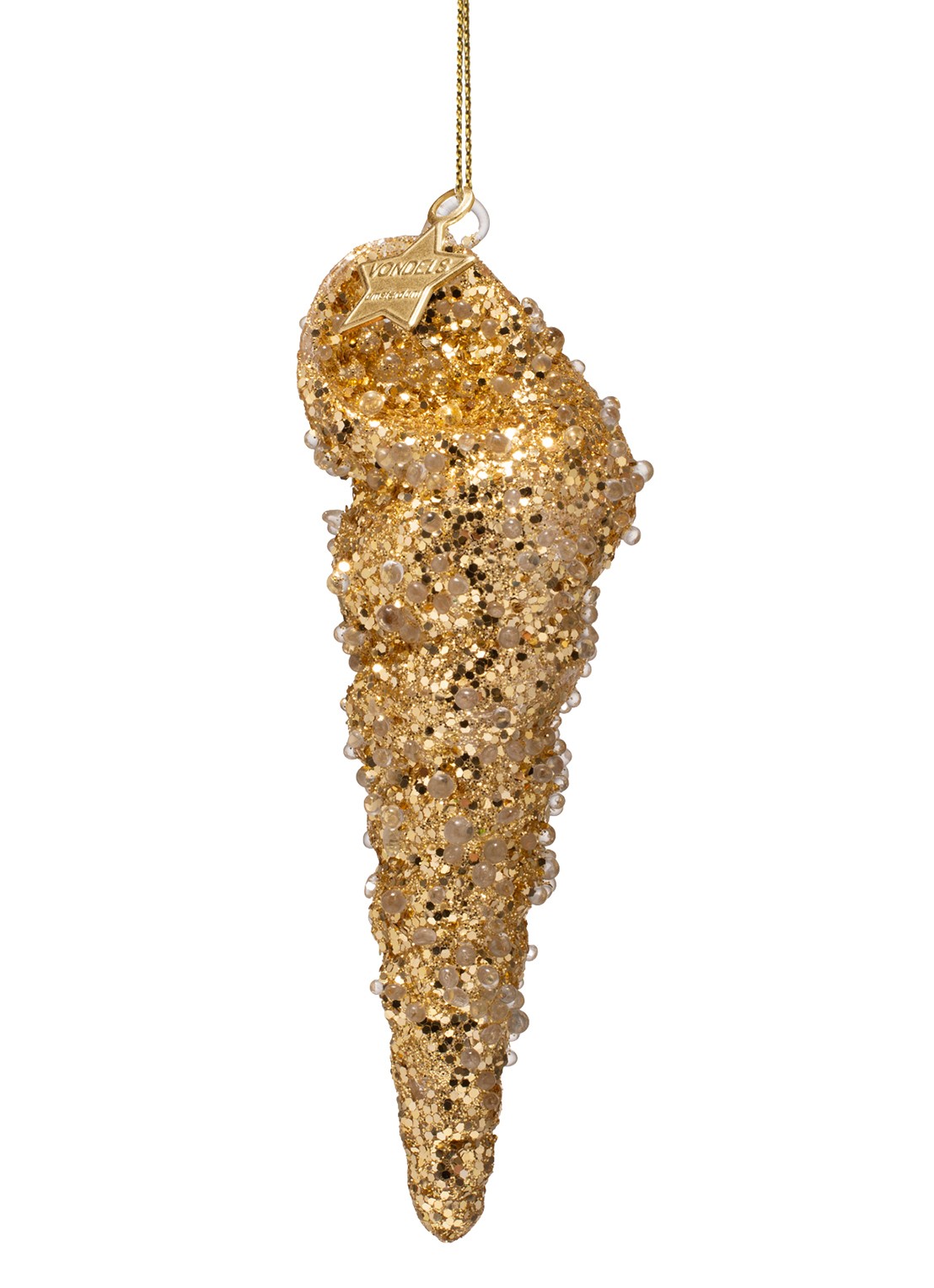 Vondels Shell met caviaar kersthanger 12,5 cm - voorkant 2 goud