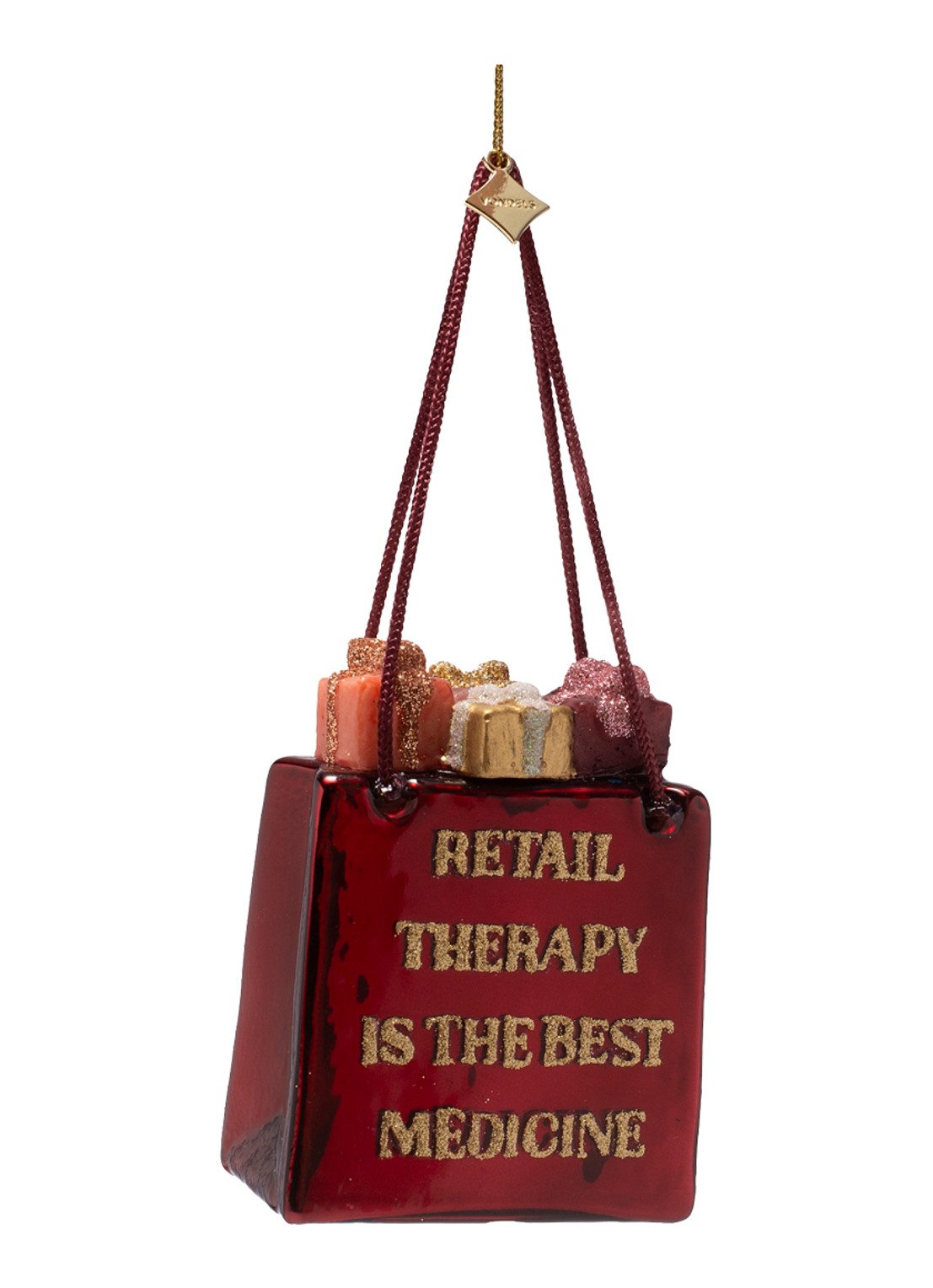 Vondels Shopper met Cadeautjes 8,5 cm - voorkant 3 donkerrood