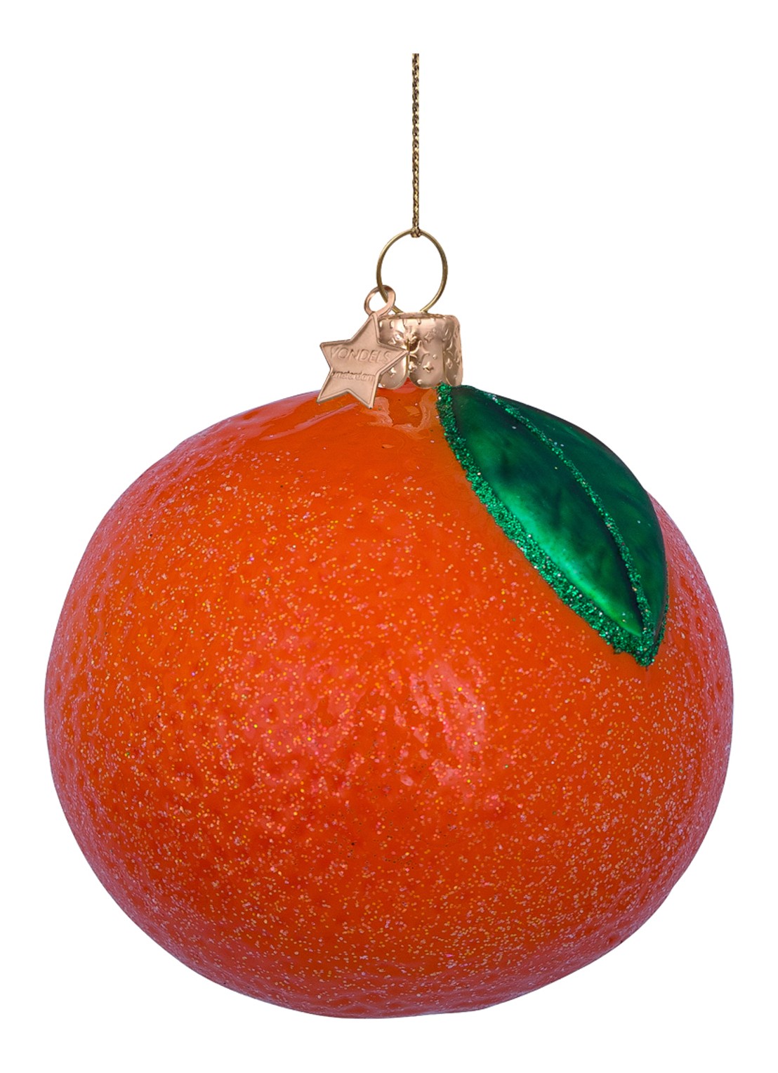 Vondels Sinaasappel kersthanger 7 cm - voorkant oranje