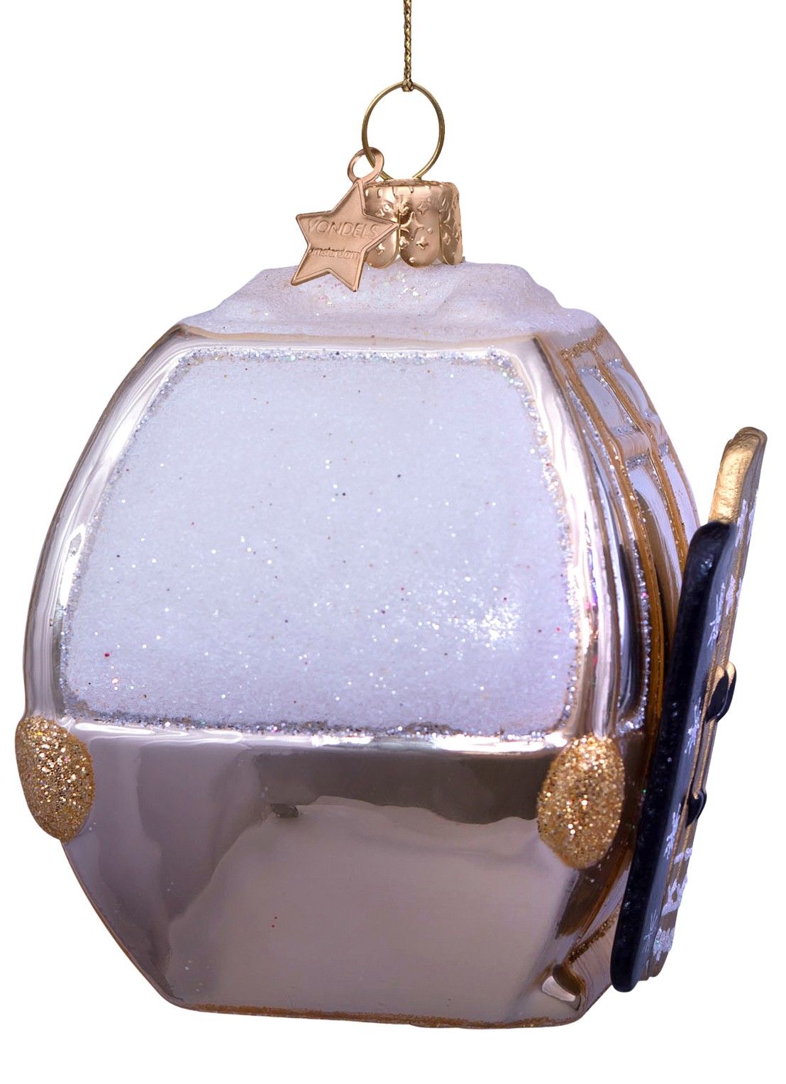 Vondels Ski Gondel kersthanger 8 cm - detail 3 goud