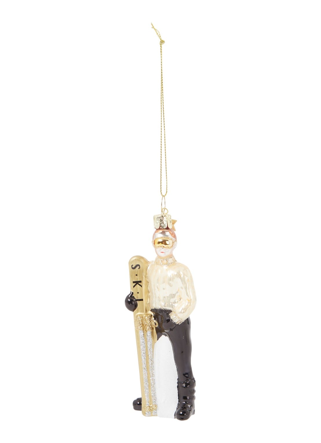 Vondels Ski Jongen kersthanger 13 cm - voorkant goud