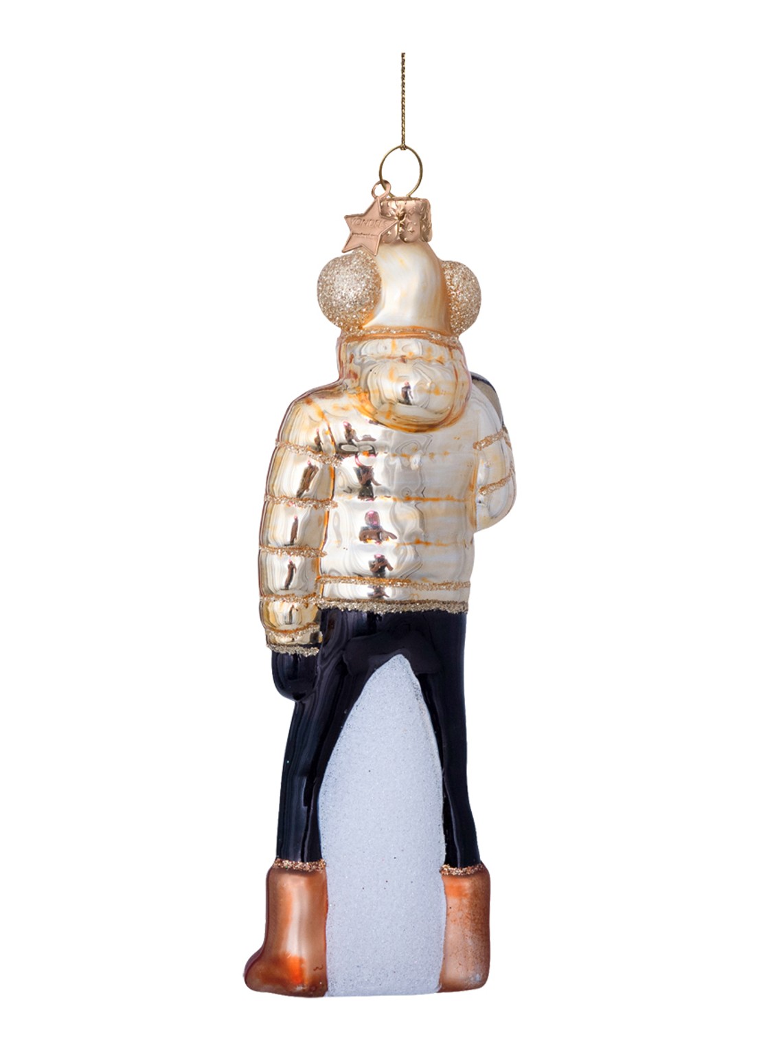 Vondels Skie Dame kersthanger 13 cm - achterkant 4 goud