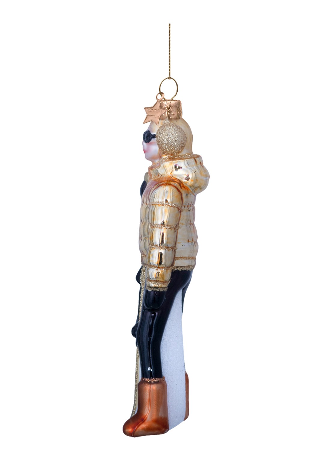 Vondels Skie Dame kersthanger 13 cm - detail 2 goud