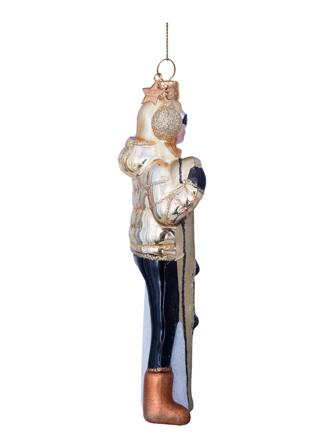 Vondels Skie Dame kersthanger 13 cm - detail 3 goud
