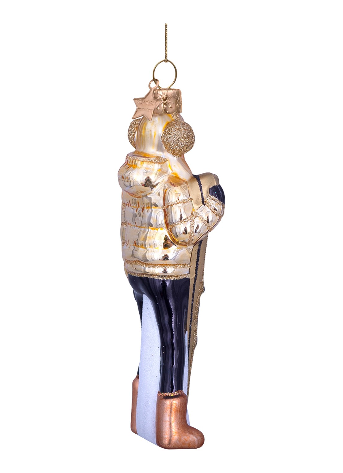 Vondels Skie Dame kersthanger 13 cm - voorkant 6 goud
