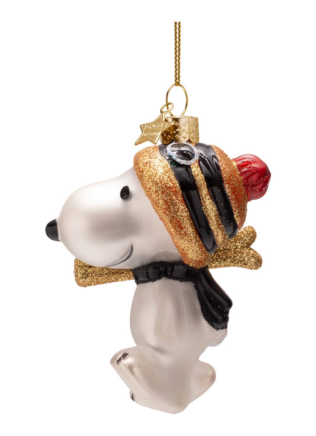 Vondels Skies Snoopy kersthanger 9,5 cm - voorkant 3 wit