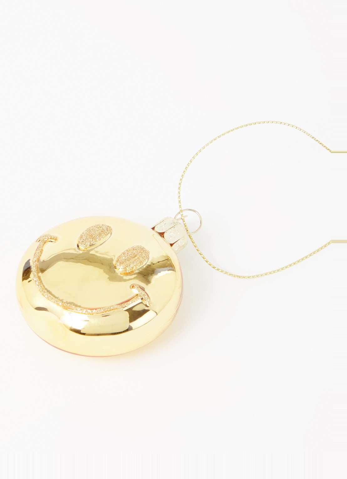 Vondels Smiley kersthanger 6 cm - detail goud