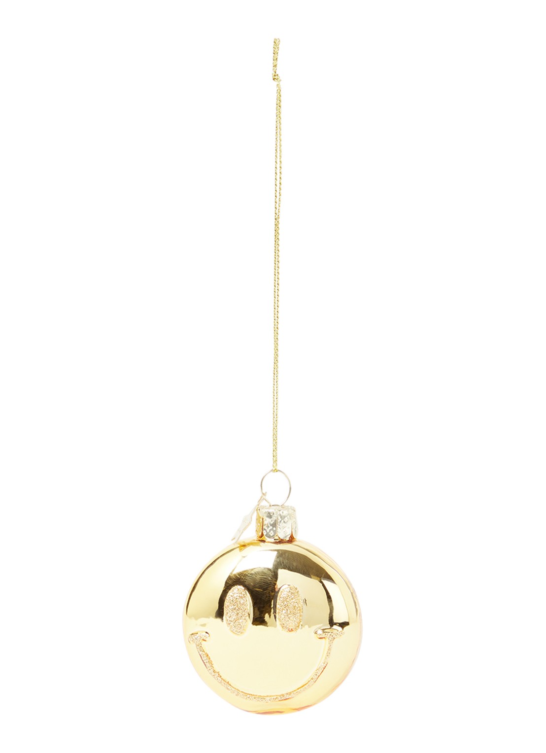 Vondels Smiley kersthanger 6 cm - voorkant 2 goud