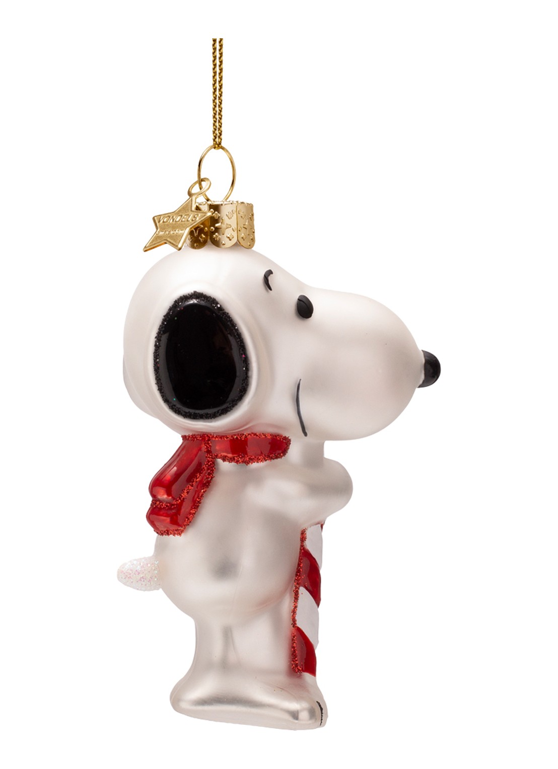 Vondels Snoopy Candy Cane kersthanger 11 cm - detail 2 wit