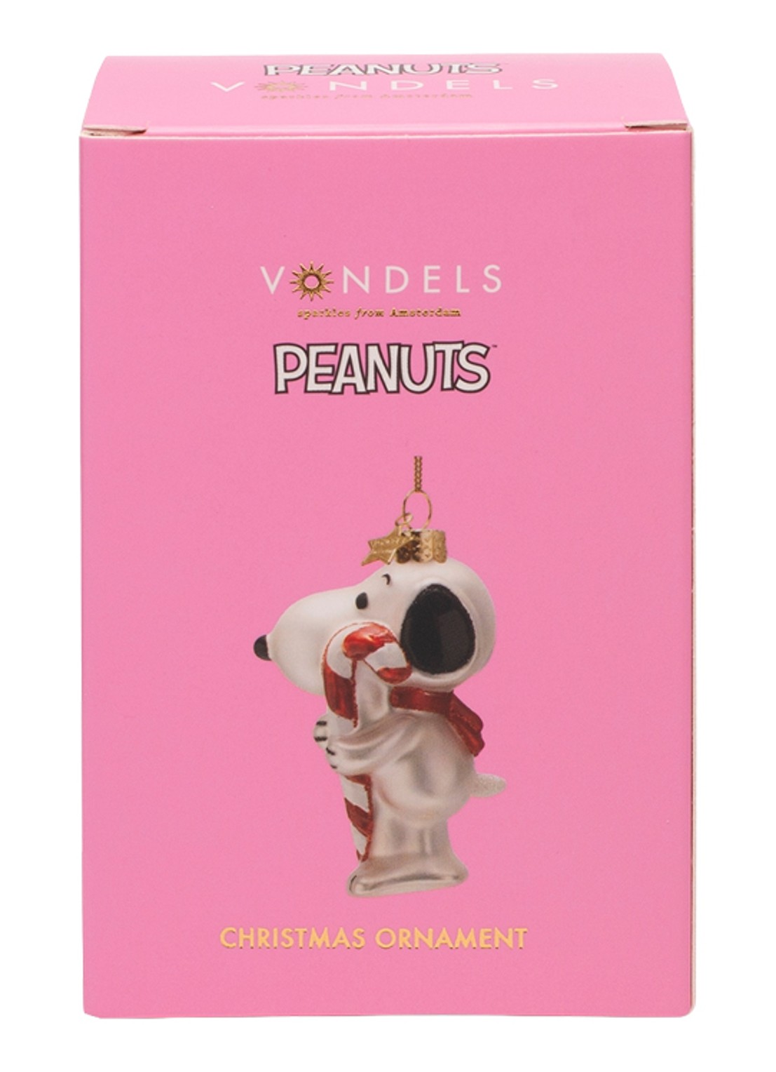 Vondels Snoopy Candy Cane kersthanger 11 cm - detail 3 wit