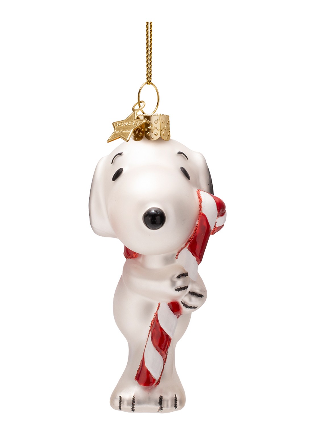 Vondels Snoopy Candy Cane kersthanger 11 cm - voorkant 5 wit