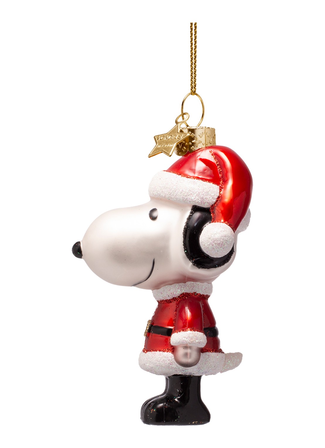 Vondels Snoopy Christmas Outfit kersthanger 11 cm - detail 2 rood