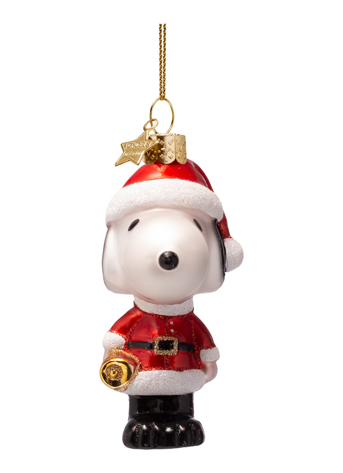 Vondels Snoopy Christmas Outfit kersthanger 11 cm - voorkant 4 rood
