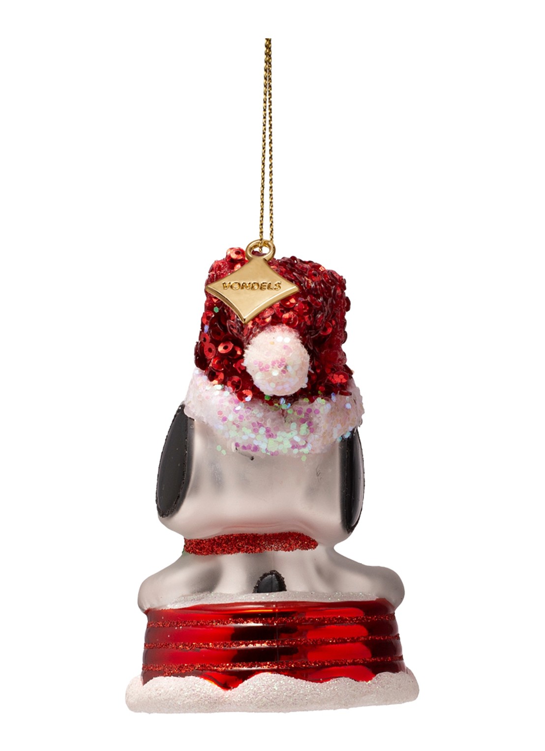 Vondels Snoopy En Woodstock Op De Slee kersthanger 7,5 cm - achterkant 2 goud