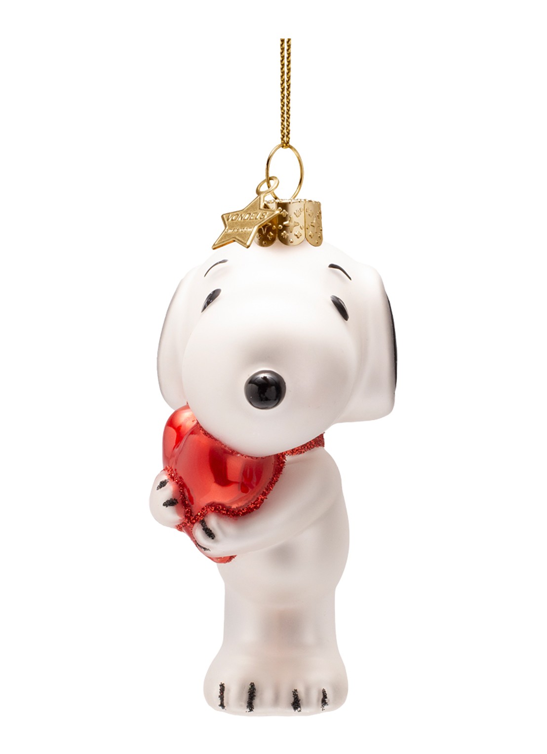 Vondels Snoopy Hart kersthanger 11 cm - voorkant wit