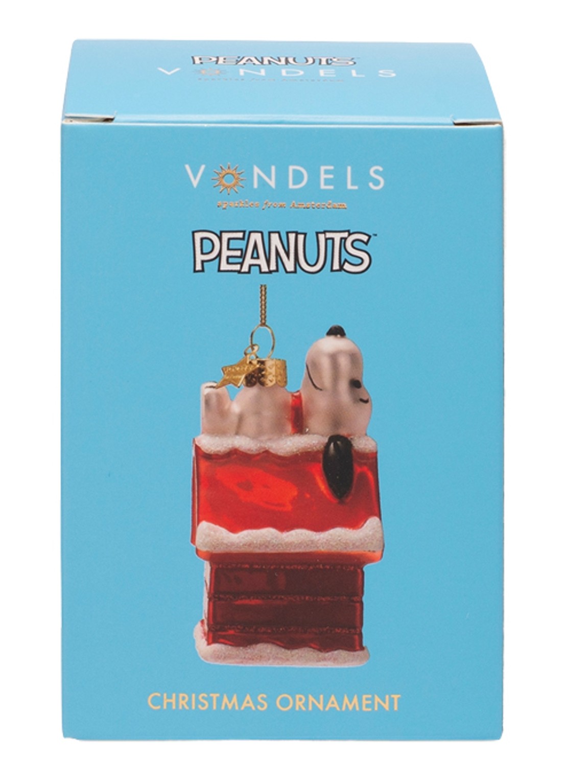 Vondels Snoopy Liggend Op Hondenhok kersthanger 10 cm - detail 6 rood