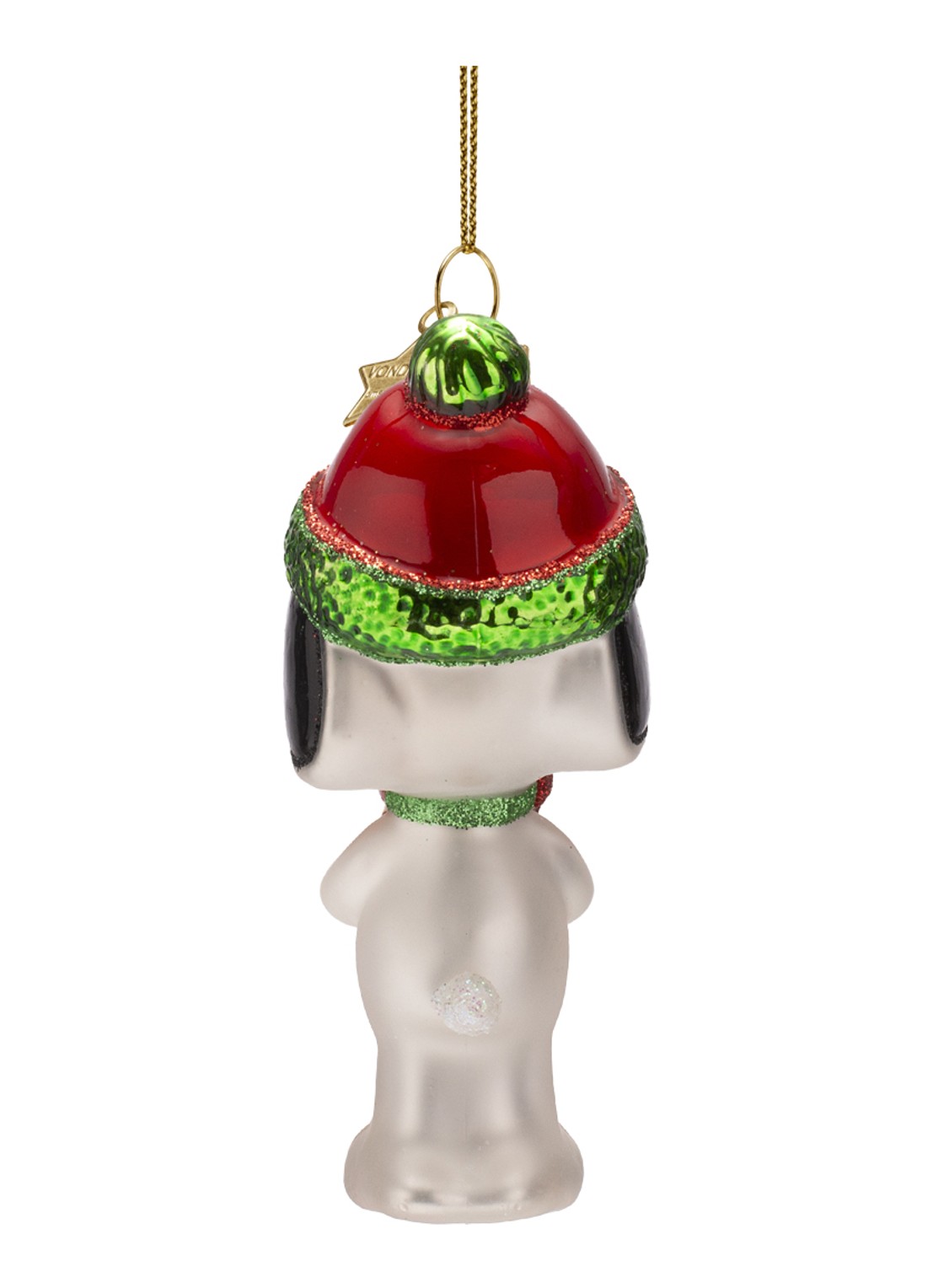 Vondels Snoopy Met Cadeau kersthanger 10,5 cm  - achterkant 7 wit