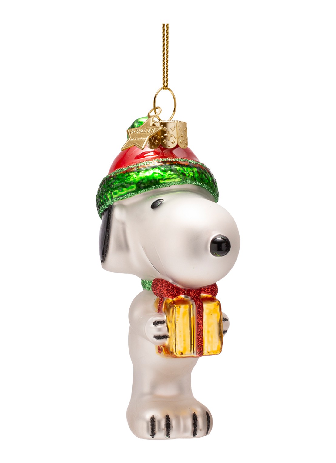 Vondels Snoopy Met Cadeau kersthanger 10,5 cm  - detail 4 wit