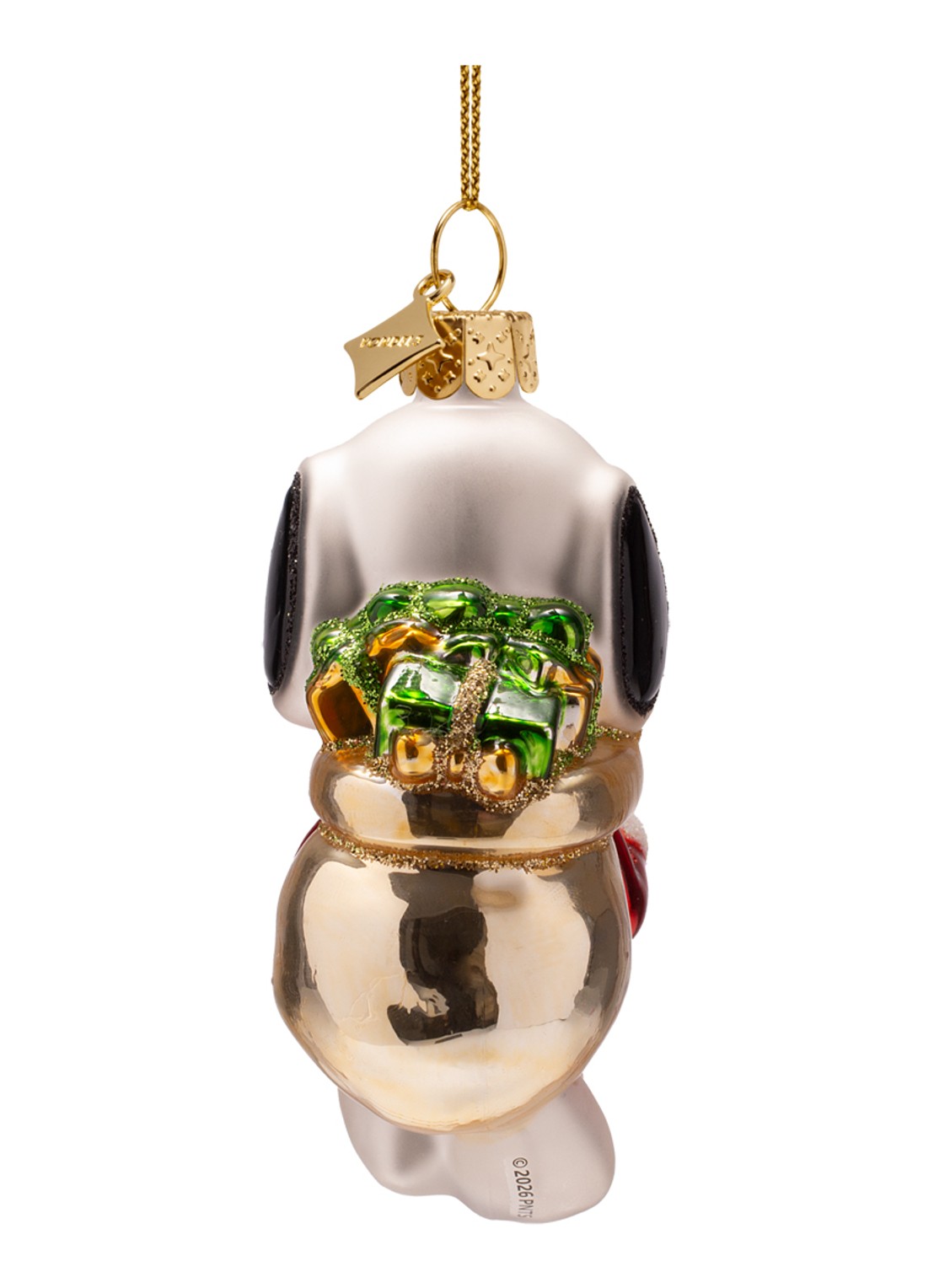 Vondels Snoopy met Cadeautjes kersthanger 9 cm - achterkant 4 wit
